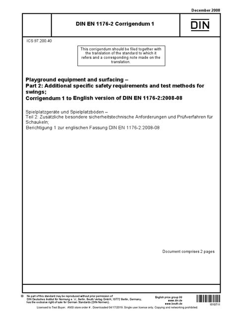 DIN EN 1176-2 Corrigendum 1 | PDF | Intellectual Works | Computing