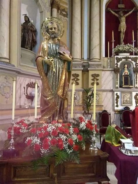 San Pedro Ap Stol Y Parte Del Altar Mayor De La Parroquia Puebla De La