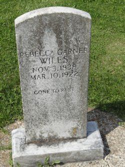 Rebecca Margaret Garner Wiles M Morial Find A Grave