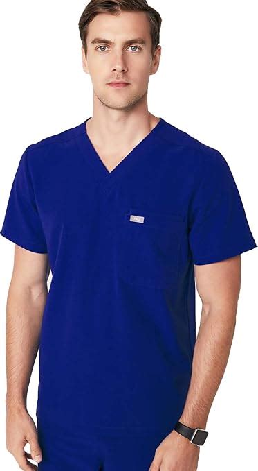 Figs Leon Two Pocket Scrub Top For Men Medical Scrub Top Deep Royal