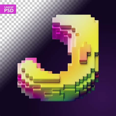 Free Psd 3d Letter Made Of Colorful Pixels