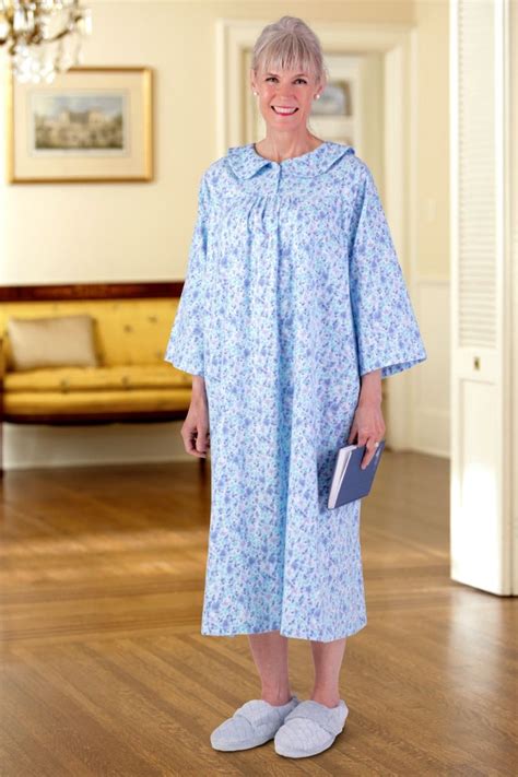 Long Flannel Open Back Nightgown Adaptive Clothing For Seniors