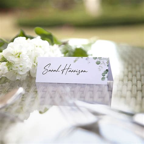 Eucalyptus Customisable Folded Place Name Cards