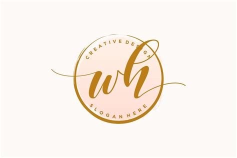 Initial Wh Handwriting Logo With Circle Template Vector Signature