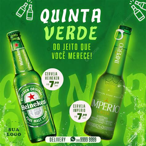 Quinta Verde Cerveja Imperio Lager E Heineken Social Media Psd Editável