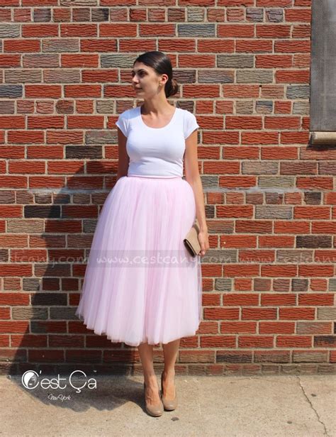 Clarisa Blush Pink Tulle Skirt Tea Length Tulle Skirt Etsy Tulle