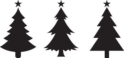 Set Of Christmas Tree Silhouette With Decorations Christmas Trees