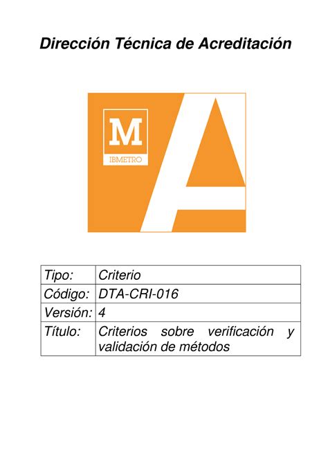 Dta Cri V Criterio Verificacion Y Validacion De Metodos