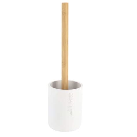 Evideco French Home Goods Pure Matte White Toilet Brush Set With