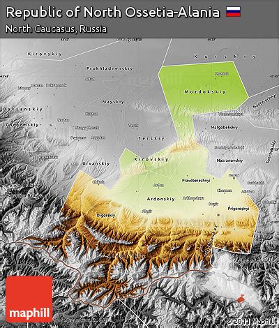 physical map  republic  north ossetia alania desaturated