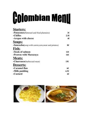 Colombian menu | PDF