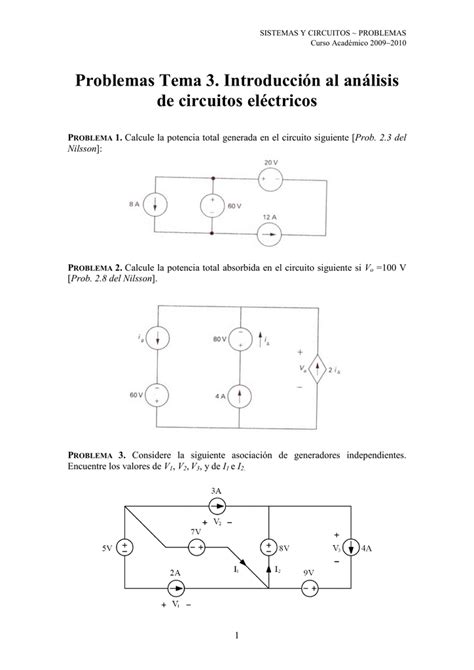 Problemas Tema 3 Introducción al análisis de circuitos eléctricos