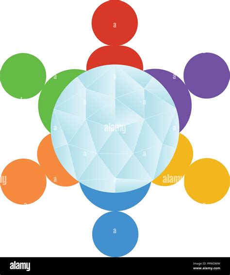 Teamwork Group People Surrounding Globe Vector Logo Stock Vector Image