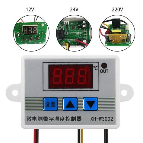 W3002 AC 220V DC12 24V Digital LED Temperature Controller Thermostat XH