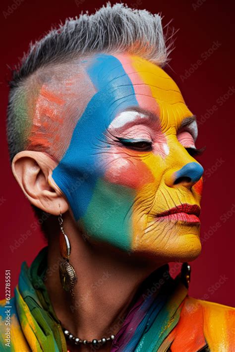 Generative Ai Illustration Of A Year Old Lesbian Woman Dressed And Made Up In Haute Couture