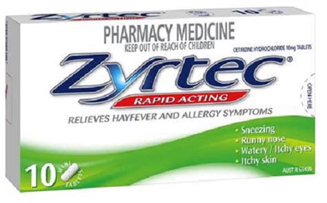 Zyrtec 10mg 10 Tablets