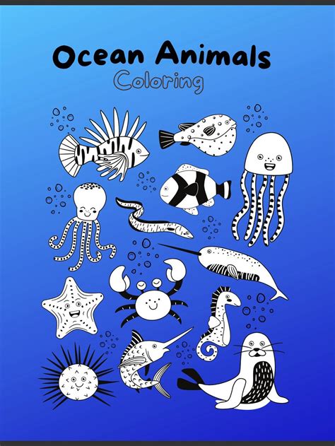 Ocean Animals Digital Coloring Book - Etsy