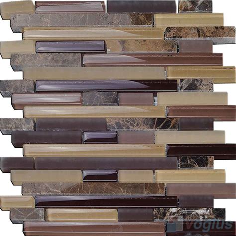 Browny Linear Glass Stone Mosaic Tiles Vb Gsl95 Voglus Mosaic