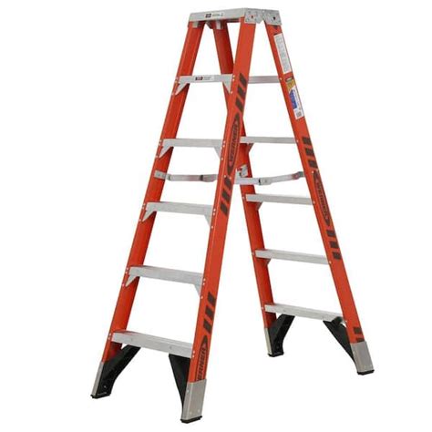 Werner Ft Fiberglass Twin Step Ladder With Lbs Load Capacity