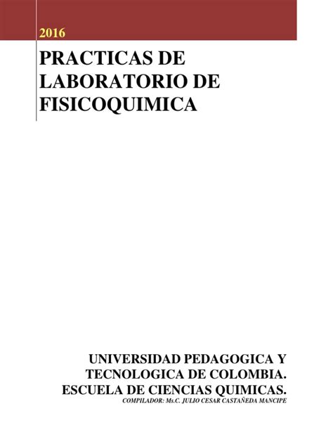 Practicas De Laboratorio De Fisicoquímica 2016 Descargar Gratis Pdf