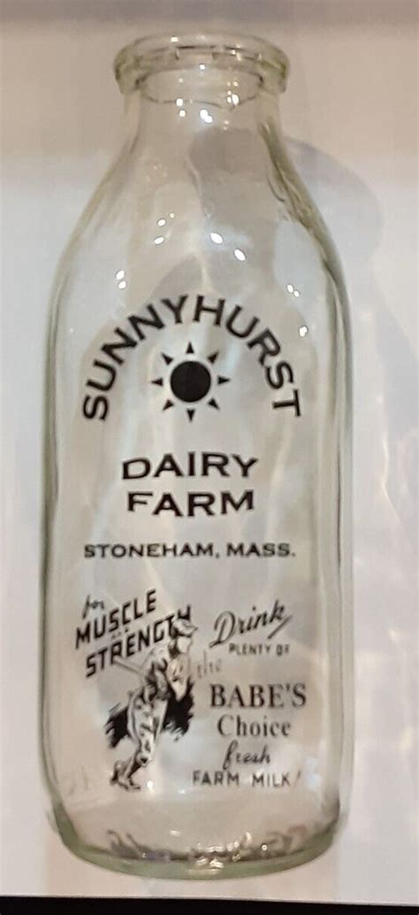 RARE 1930S SUNNYHURST FARMS 34BABES CHOICE34 BABE RUTH ONE QUART GLASS