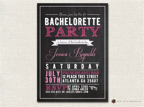Bachelorette Invitation Chalkboard Themed Bachelorette Party Etsy