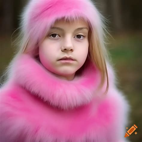 12 Year Old Girl In A Pink Fluffy Angora Dress On Craiyon