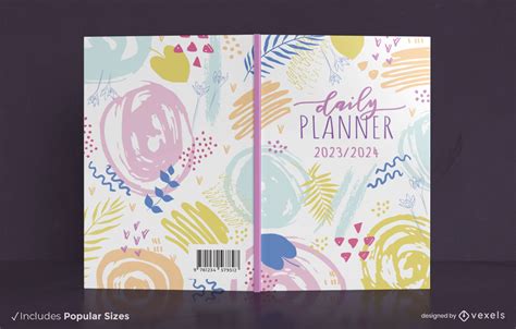 Abstract Watercolor Daily Planner Book Cover Design Vector Download