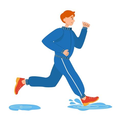 Premium Vector Vector Illustration Of A Young Man Running Down The