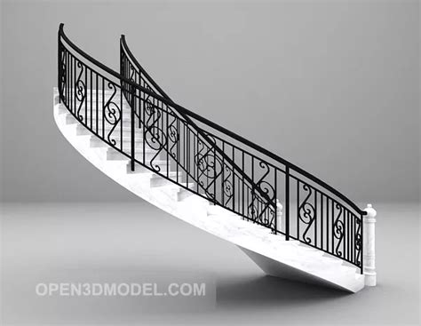Iron Railing Curved Stair Free 3d Model Max Open3dmodel