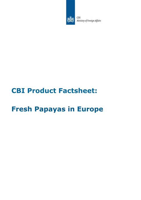 PDF CBI Product Factsheet Fresh Papayas In Europe Two Kinds Of