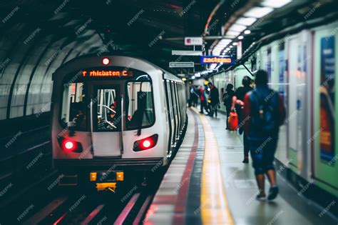 Wide Spaces In Underground Light Rail Transit Train Premium Ai