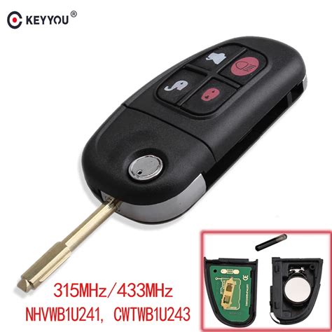 KEYYOU 315 433MHz 4 Buttons Flip Remote Control Car Key Fob Case ID60