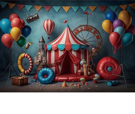 Yongfoto 2 5x1 8m Circo Sfondo Fotografico Tenda Rossa Bandiera Triangolare Pallone Stage