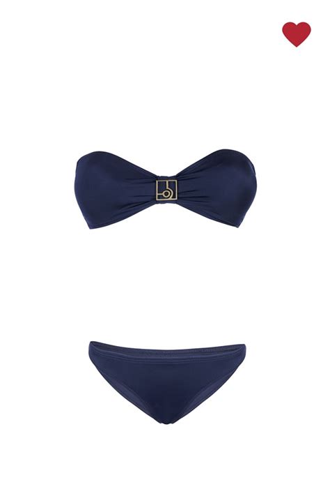 Lacivert Logo Aksesuarlı Straplez Bikini