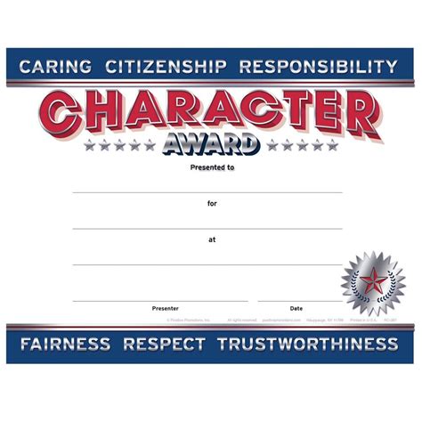 Good Character Award Certificate | Positive Promotions