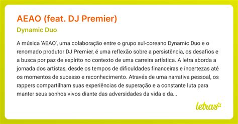 Significado da música AEAO (FEAT. DJ PREMIER) (Dynamic Duo) - LETRAS.MUS.BR