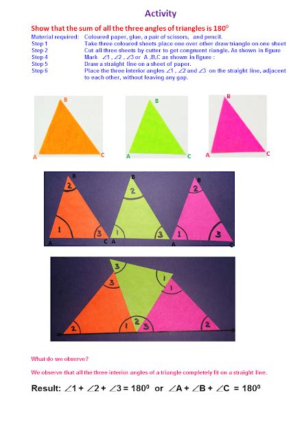 Mathematics Village Angle Sum Property Of Triangle