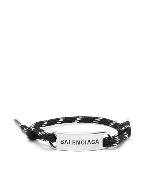 Balenciaga Engraved Logo Plate Rope Bracelet Farfetch