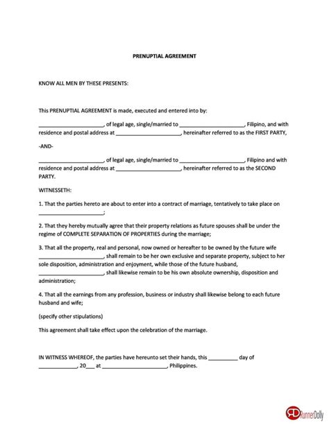 30 Simple Prenuptial Agreement Templates Prenup Examples