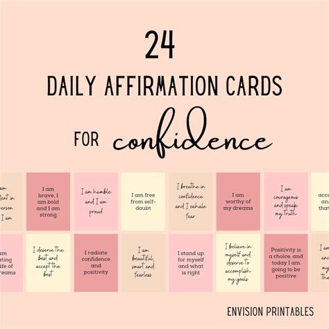 Printable Affirmation Cards For Confidence Printable Affirmation