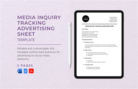 Media Inquiry Tracking Advertising Sheet Template In Word PDF Google