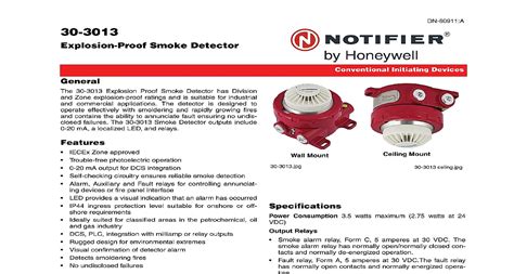 Notifier 30 3013 Explosion Proof Smoke Detector Download 46 Off