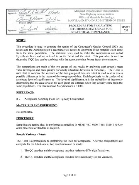 Fillable Online Maryland Standard Method Of Test Msmt Procedure