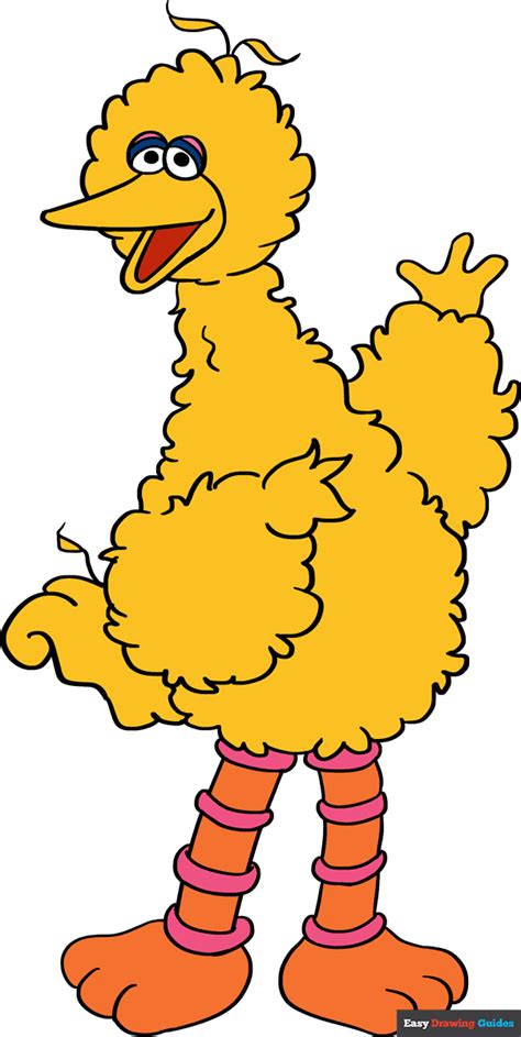 How To Draw Big Bird From Sesame Street Really Easy Drawing Tutorial