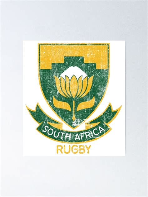 Sa Rugby Vintage Protea Logo Poster By Za Ffer Redbubble