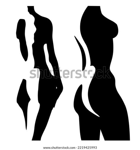 Stylized Vector Illustrations Beautiful Naked Female Stock Vector