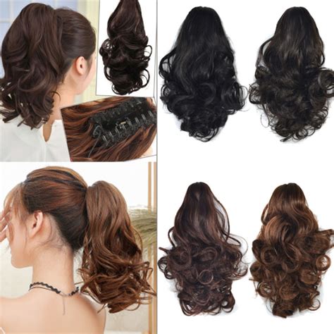 Short Curly Hair Extension Ponytail Hair Inch Claw Clip Wave Heat