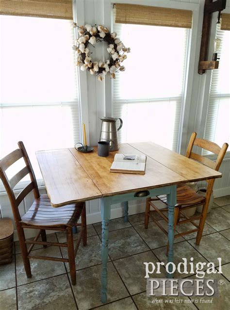 Vintage Farmhouse Dinette Table With Drop Leaf Sides By Prodigal Pieces