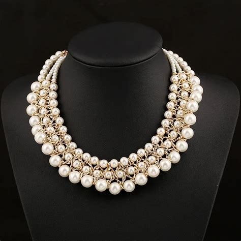 Hot Sale Women Party Pearl Jewelry Luxury Vintage Style Jewellery Multiple Pearl Necklace